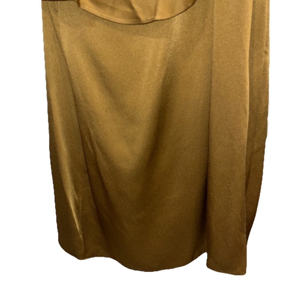 Saint Laurent Gold Satin One Shoulder Ruffle Mini Dress FR 38 US 6 NWT Cocktail - Picture 8 of 16